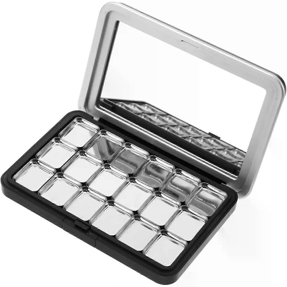 Makeup Palette Case 18 Grids Black Magnetic with Mirror