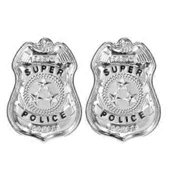 Kids Metal Cops Badges, Iron Child Safe Multicolor Pin Brooches for Pretend Play, Costume Dress Up, Role Play, Birthday Parties, 2 Pcs JBR