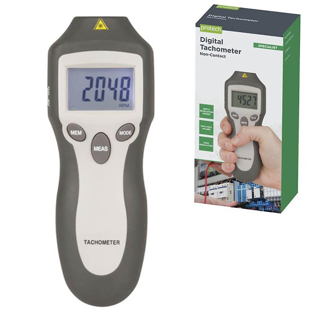 Protech Non Contact Digital Tachometer with Memory Includes Min Max Test & Tools