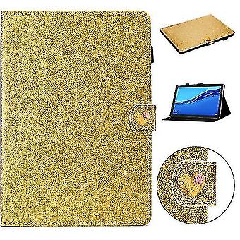 For Huawei Mediapad M5 Lite 10.1 Glitter Powder Love Buckle Horizontal Flip Leather Case With Holder