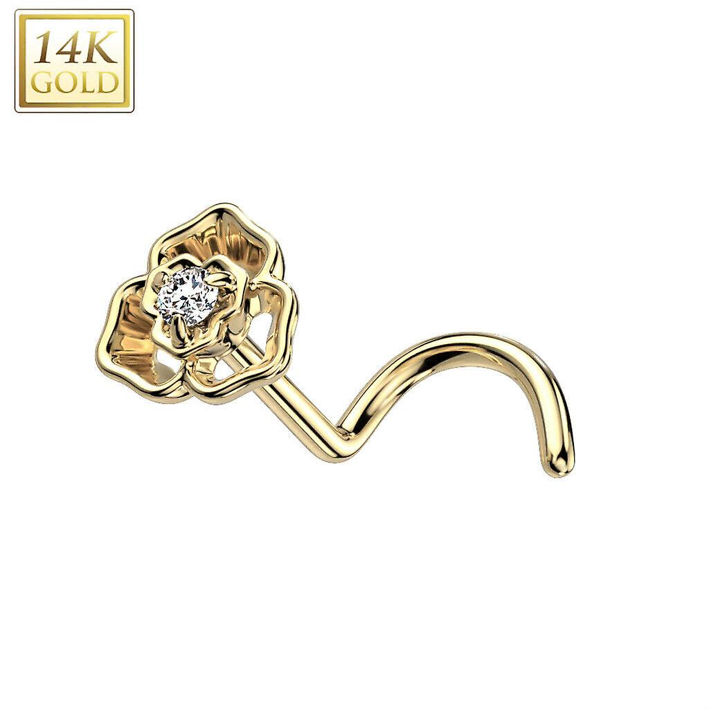 鼻螺环 cz 中心花顶 14k 纯金 20g 鼻环