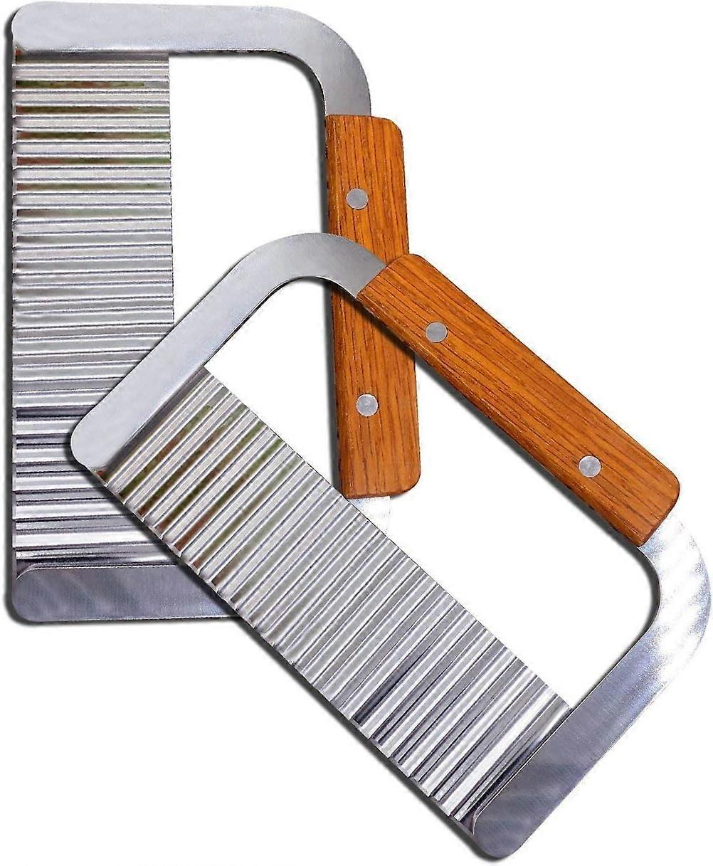 2 PCS Stainless Steel Potato Knife Wrinkle Cutter Vegetable Slicer with Sharp Blades for Salads and Chopped Veggies