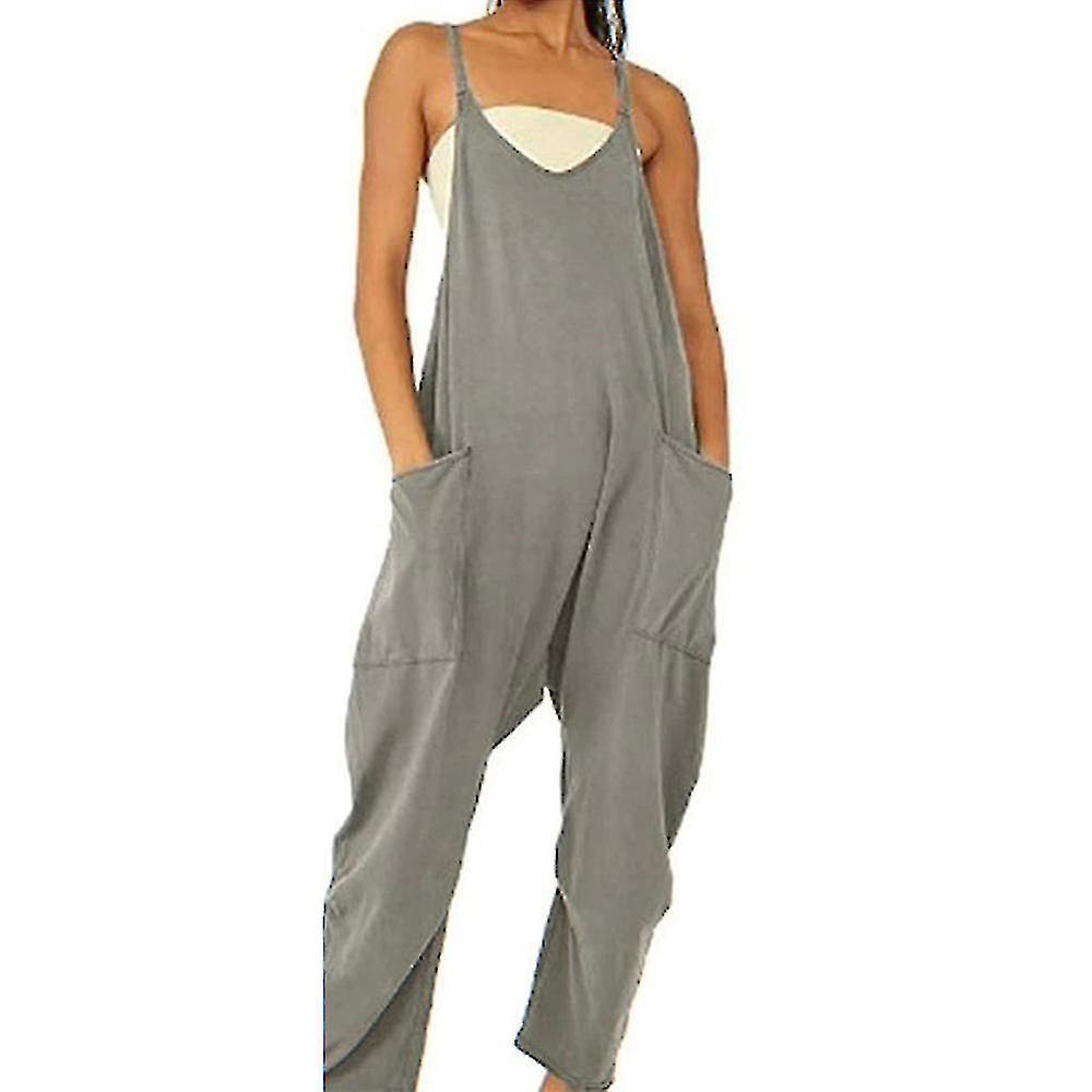 Femmes Décontractées Combinaison Oversize Harem Long Bib Pants Dungarees Baggy Jumpsuit