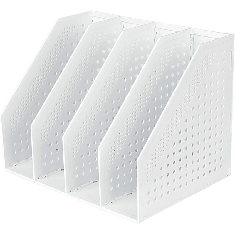 Foldable Magazine Rack 4 Compartments Adjustable Storage Box Desk Organizer Bookends Document Holder File Folder Magazine Book Filing Module File Lock