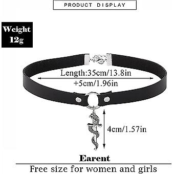 Earent Punk Leder Choker Halskette Schwarze Schlange Anhänger Halsketten C...