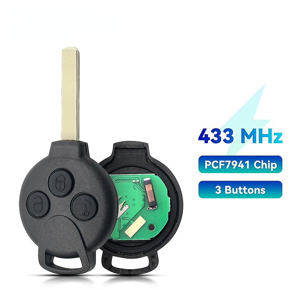 3 Buttons Remote Car Key For Mercedes-benz Smart Smart Fortwo 451 2007 2008 2009 2010 2011 2012 2013 433mhz Id46