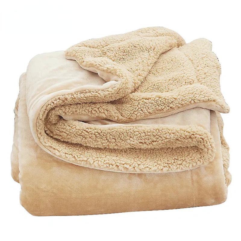 Blødt tæppe Quilt Lamuld Dobbeltlag tykt varmt tæppe Coral Fleece tæppe Kast tæpper til senge Vinter