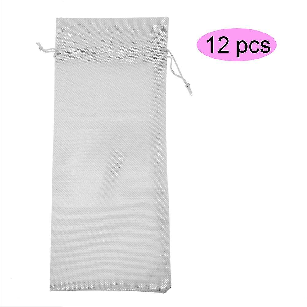 VIFERR Weintasche 12pcs einfache Weintasche aus Leinenstoff mit Kordelzug Champagner dekorative Abdeckung (白色)