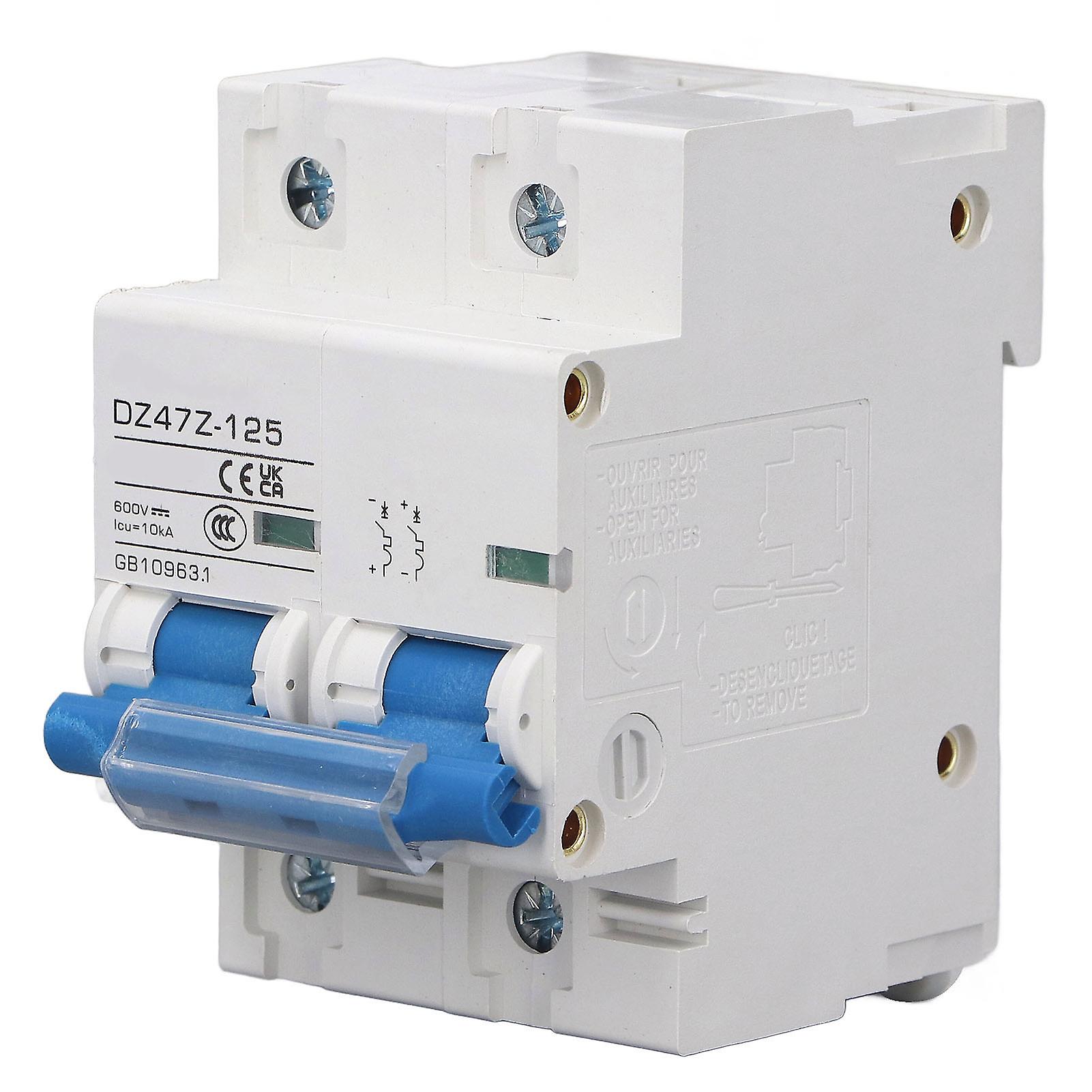 DC Miniature Circuit Breaker 2P 10KA High Current Isolation 600V Air Switch for Solar PV System Panels Grid D125 125A