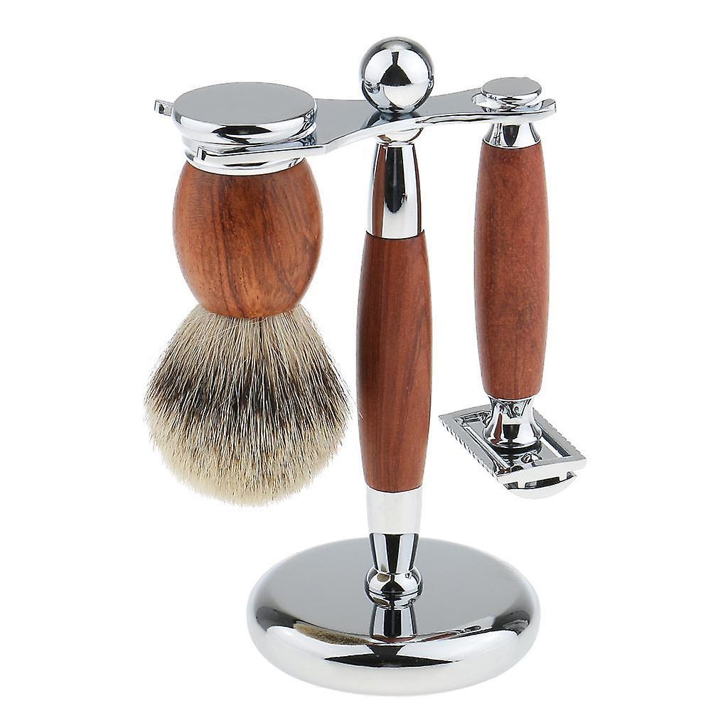Luxe scheerset palissander veiligheidsscheermes scheerborstellegering standhouder
