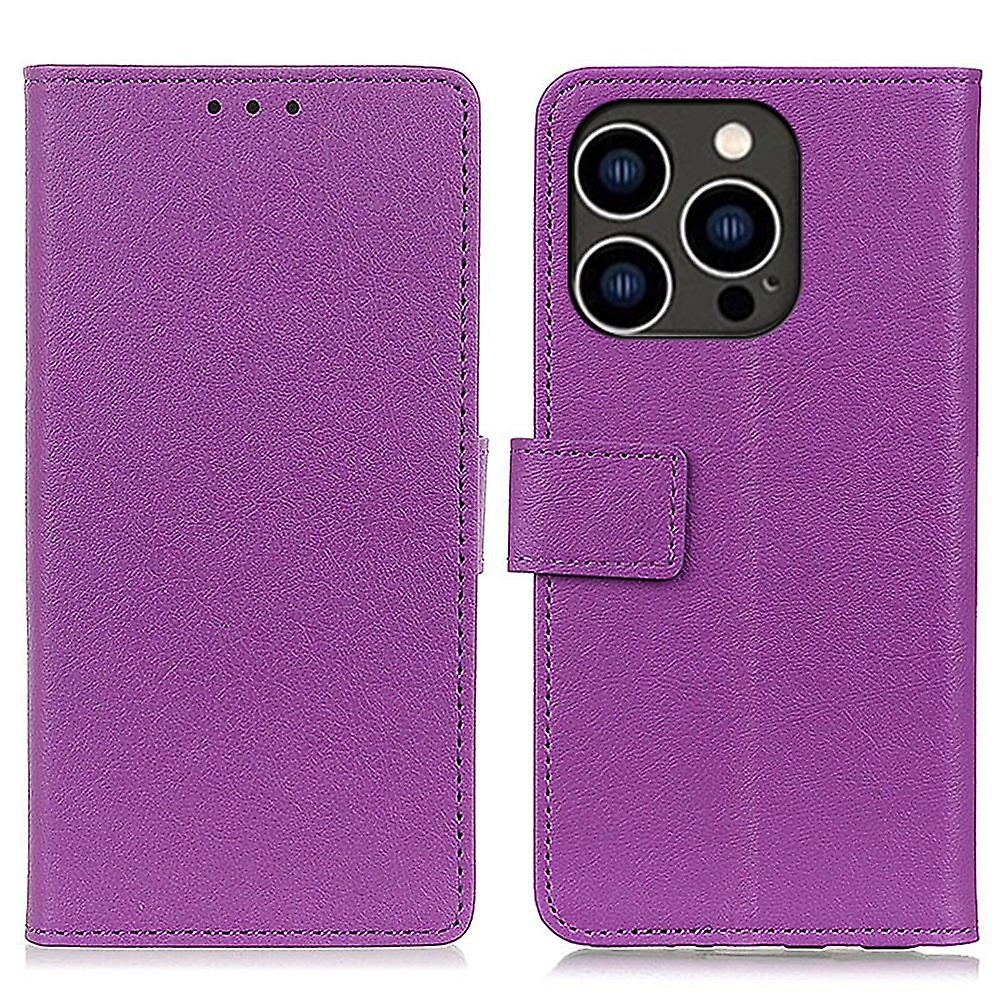 For iPhone 16 Pro Max Case Wallet Leather+TPU Protective Phone Cover - Purple