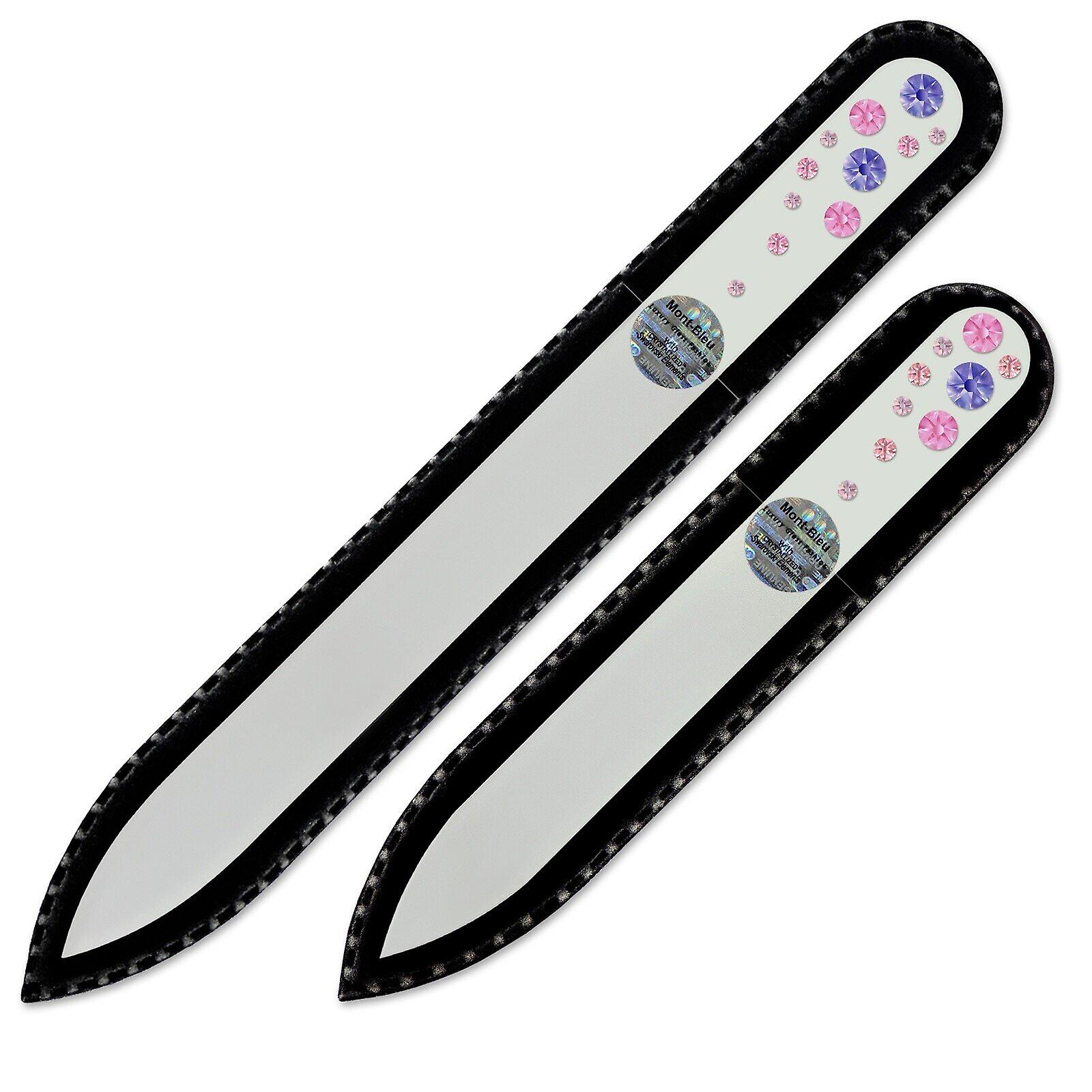 Set of 2 White Crystal Nail Files with crystals WW-MS - Tanzanite - Rose