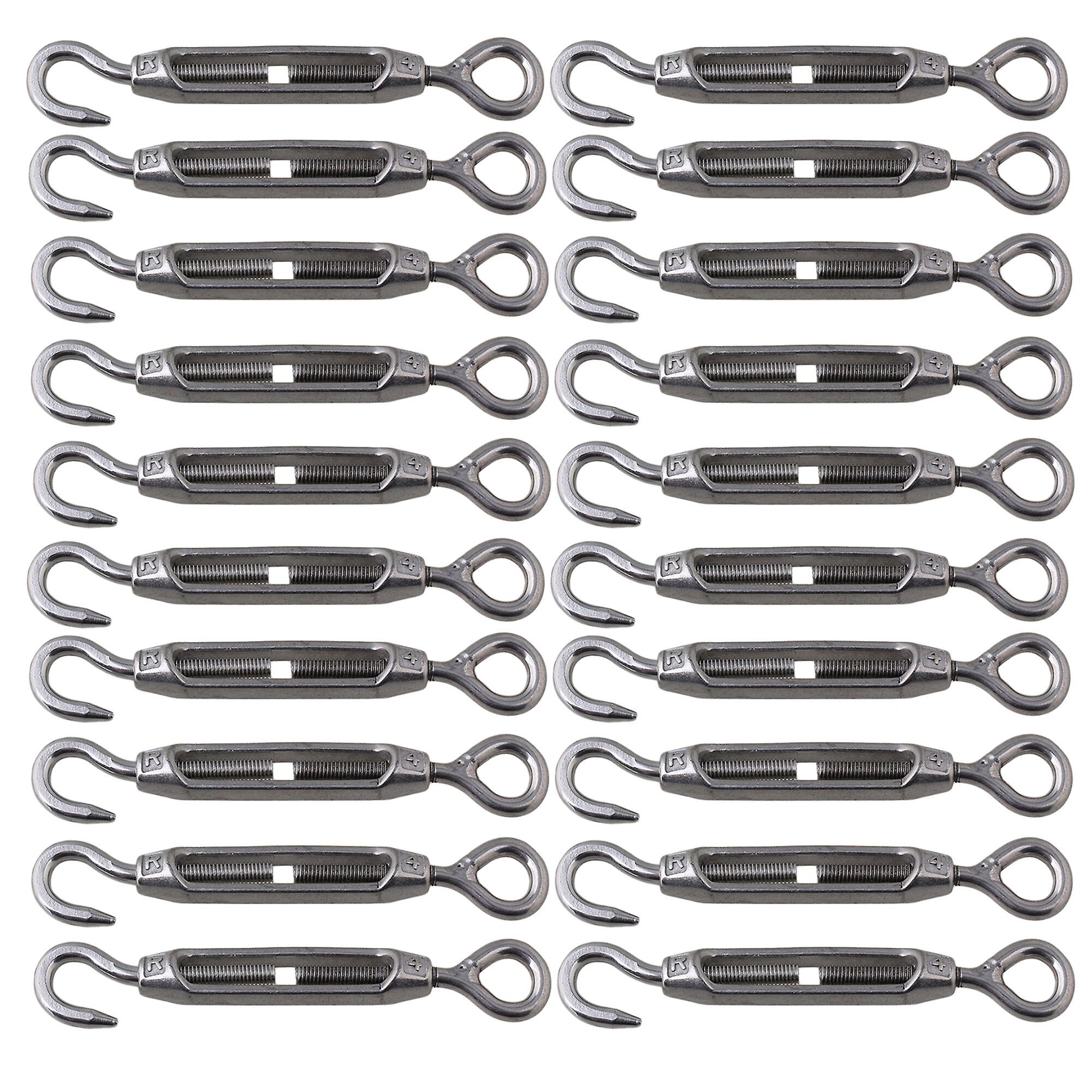 20Pcs M4 Hook & Eye Turnbuckles Stainless Steel Wire Rope Tensioner Tool