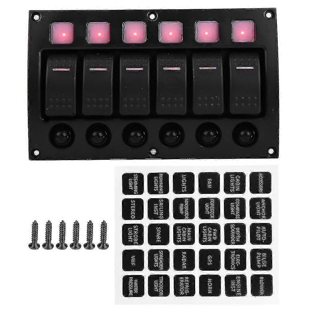 6p 12/24v Car Boat Rv Yacht On/off Toggle S Panel With Led Indicator Circuit Breaker