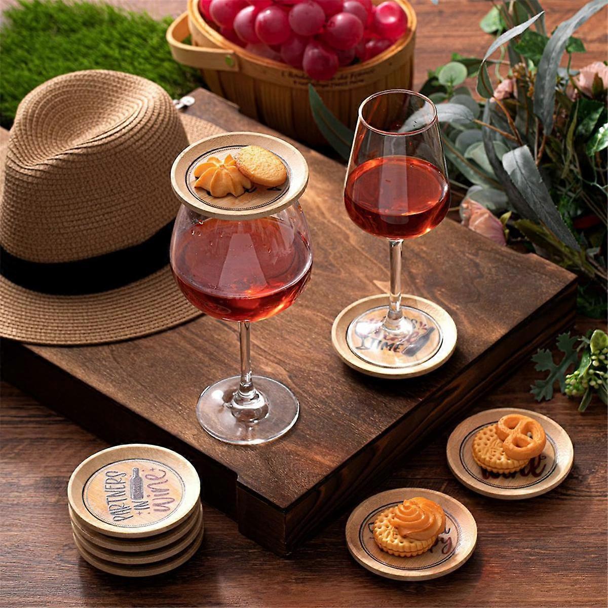 Cheeseboard Für Weinglas Lotvic Wine Glass Charcuterie Topper, 6 Stück Weinglas Charcuterie Topper, Aus Holz, Weinglas Aufsatz, Weinglas Aufsatz Vorspeisenteller Für Desserts, Getränke & Partyzubehör Weinglas Topper