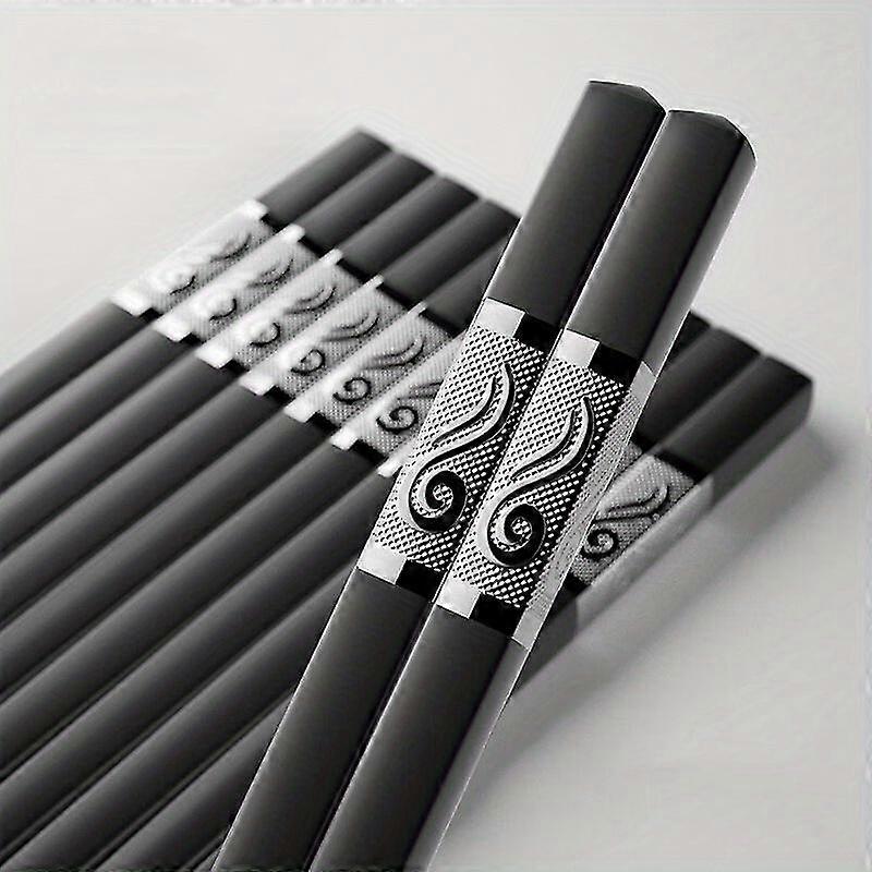 5pairs Alloy Chopsticks, High-end Reusable Chopsticks, Chinese Food Chopsticks, Tableware, Kitchen Supplies