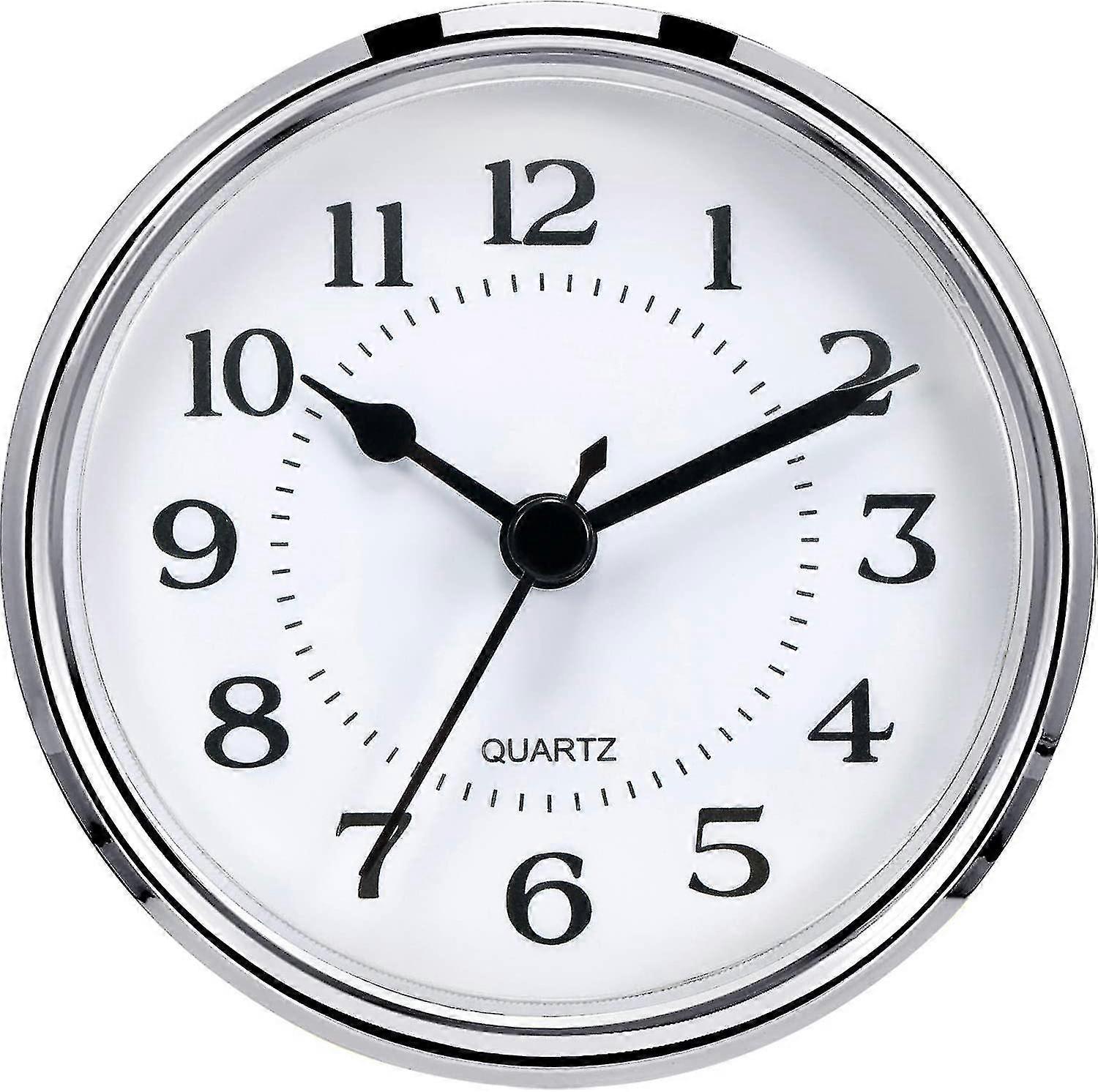 Relógio de quartzo de 3-1/2 polegadas (90 mm) com encaixe/inserção e numeral arábico, movimento de quartzo (aro prateado)