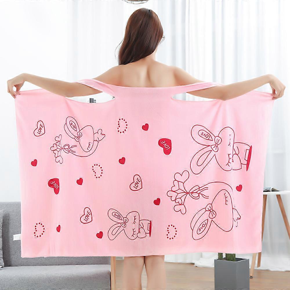 Creative portable bath towel, shower robe, bath robe (pink)