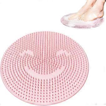 Lave-pieds de douche, nettoyant pour le dos en silicone pour lave-pieds avec ventouse antidérapante, diamètre 31 cm, pour les soins de la peau des pieds exfoliant la circulation sanguine, rose