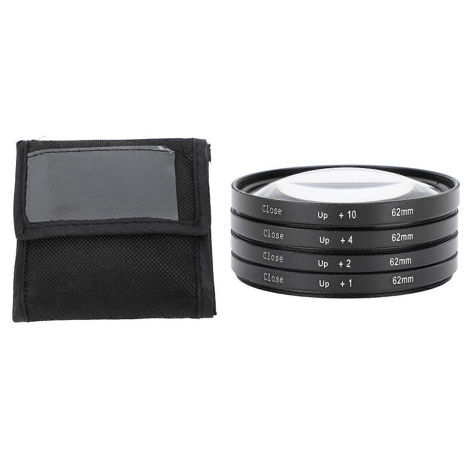 Close Up Filter Kit 4 In 1 +1 +2 +4 +10 Macro Lens Filter Optical Glass With Storage Pouch Camera Filter For Digital Camera Photo 62mm