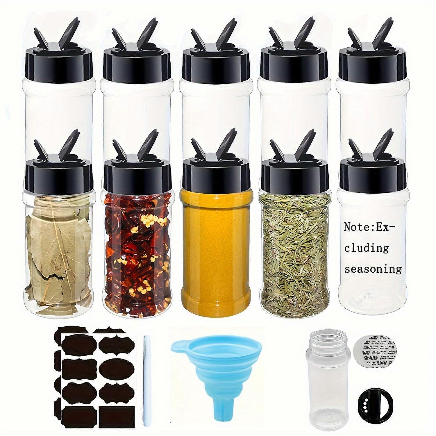 10/20-Piece Kitchen Spice Jar Set, Outdoor-Safe Shakers with Labels, Funnel & Clear Flip Caps