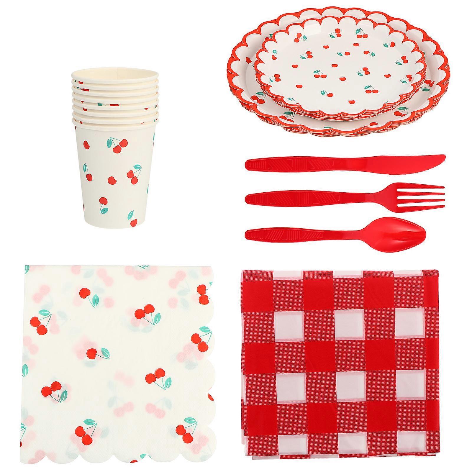 1 Set Party Disposable Dinnerware Fruit Design Tableware Paper Tableware