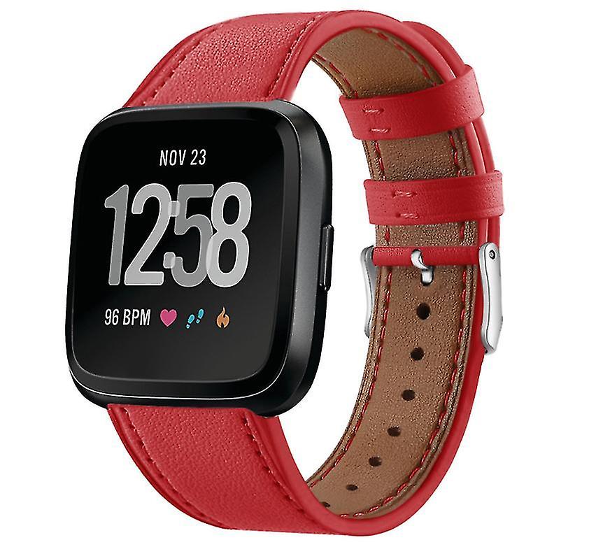 レッドレザーダブルカラーウォッチリストバンドは、Fitbit Versa Az11166に適合します