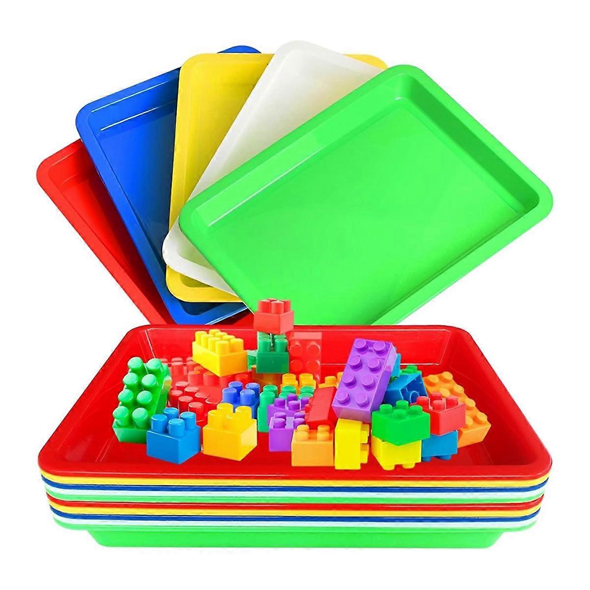 10 PCS Multicolor Plastic Art Trays,Activity Plastic Tray,Serving Tray for Art and Crafts,Painting