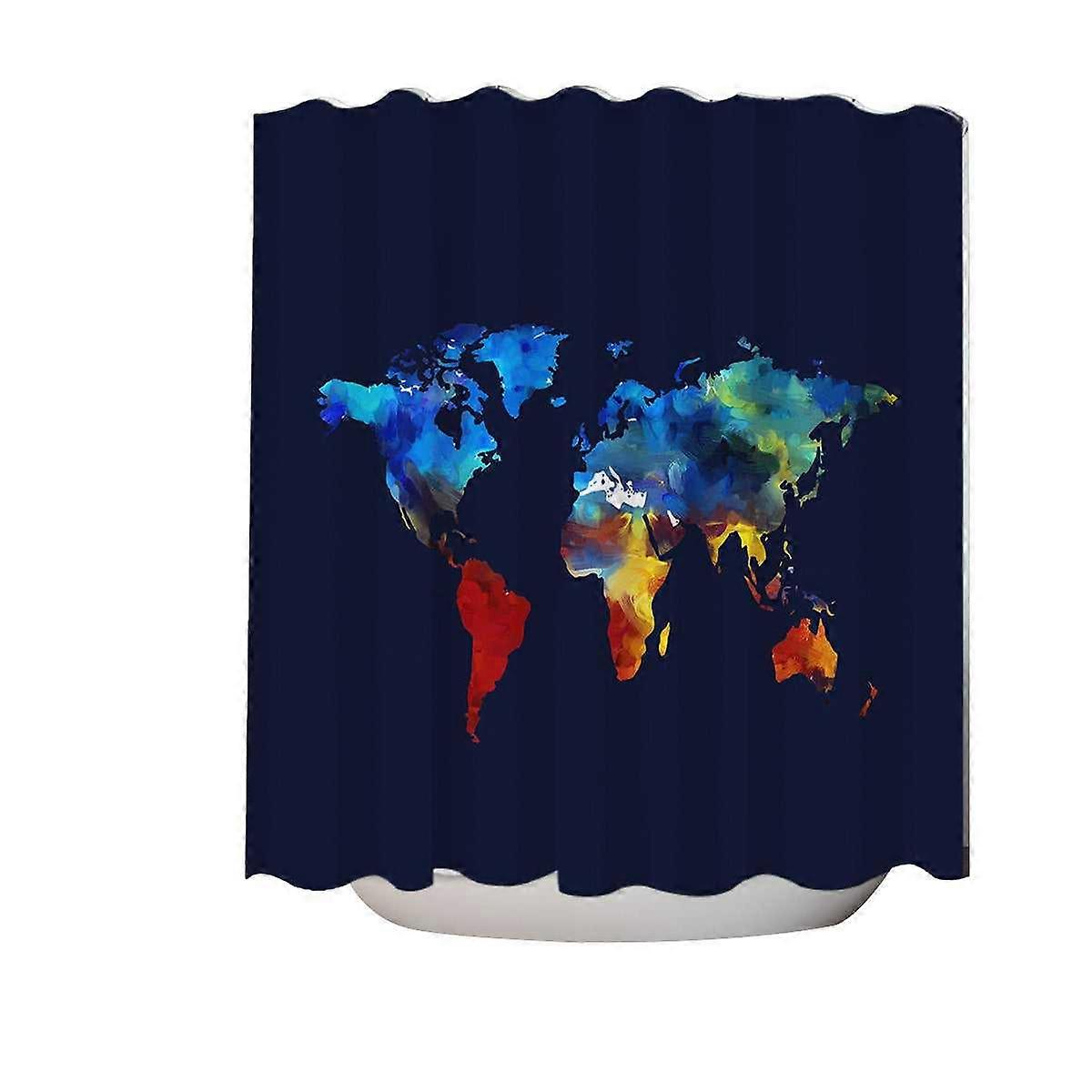 Painted World Map Blue to Red Shower Curtain