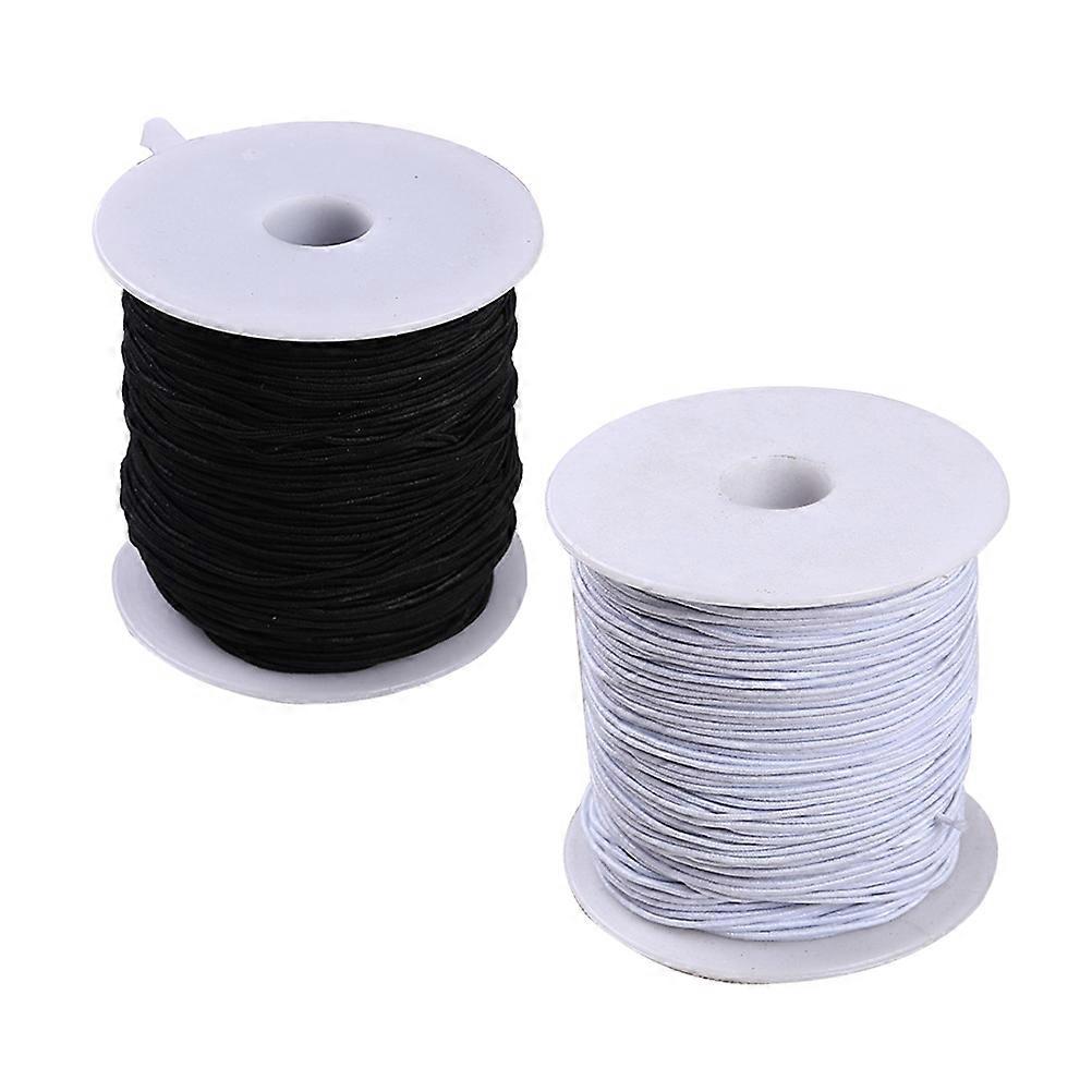 2pcs 0.8 mm Elastic Cord Thread Beading Threads Stretch String Fabric Crafting Cord for Jewelry Making(Black,White)
