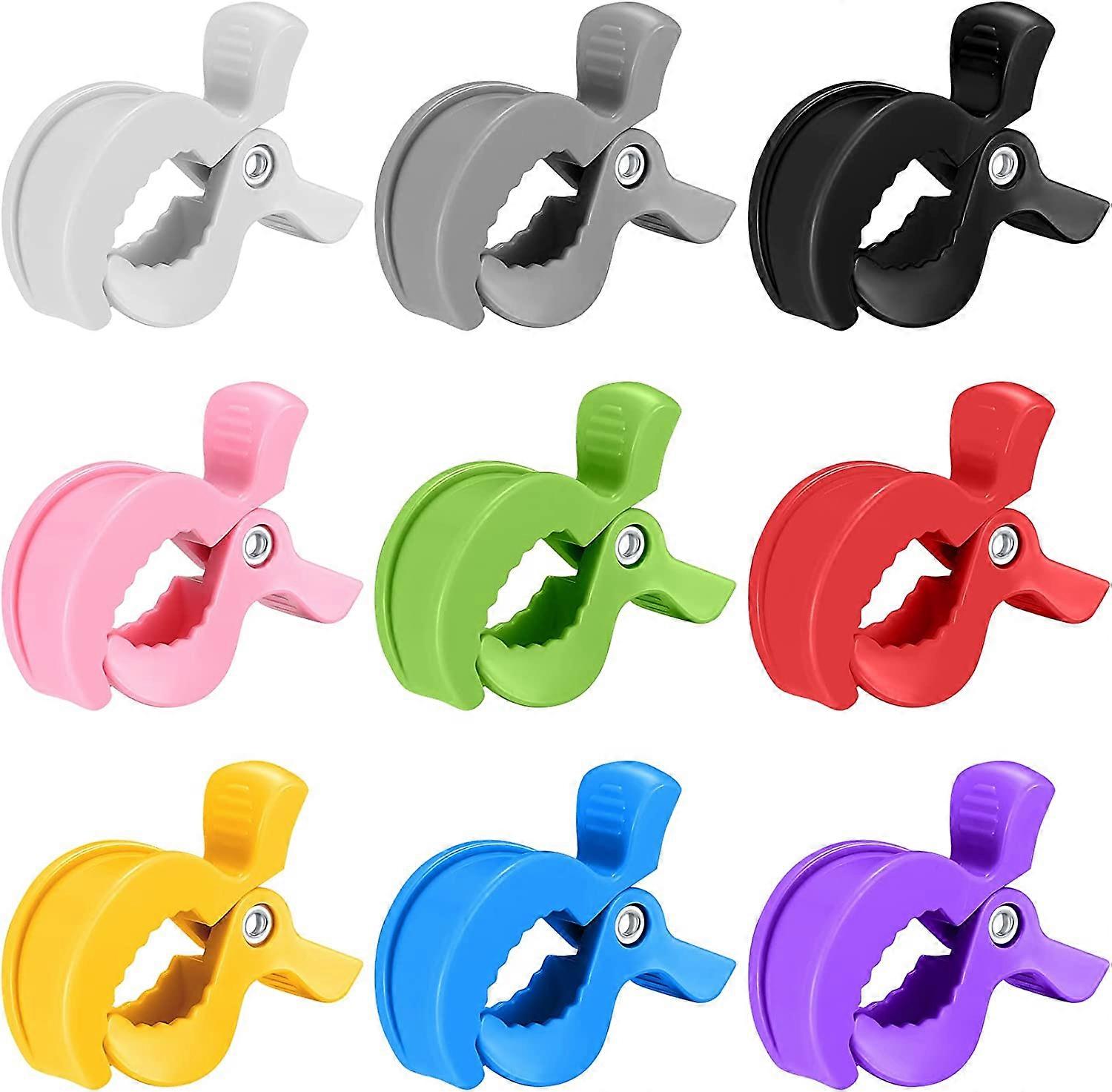 9 Pcs Stroller Pegs, Universal Buggy Clips, Pram Grippers Fixed Clips Clasps- 9 Colors