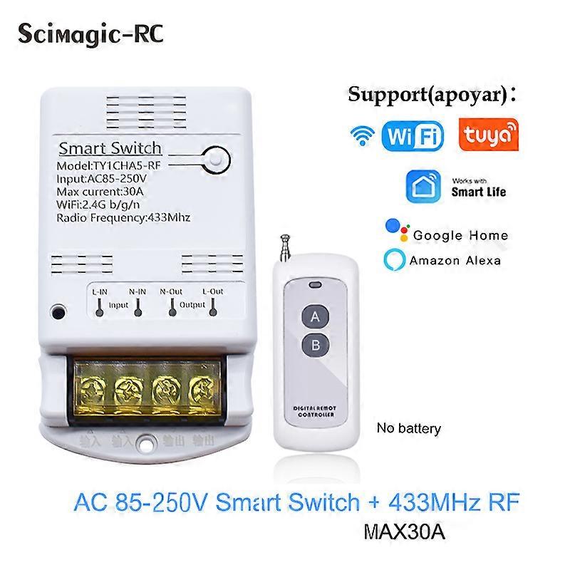30A 4000W Tuya Wifi Smart Licht Timer 220v 230v 1Gang 1 Relais Bord Modul RF Control Wand fernbedienung 433 Schalter Alexa
