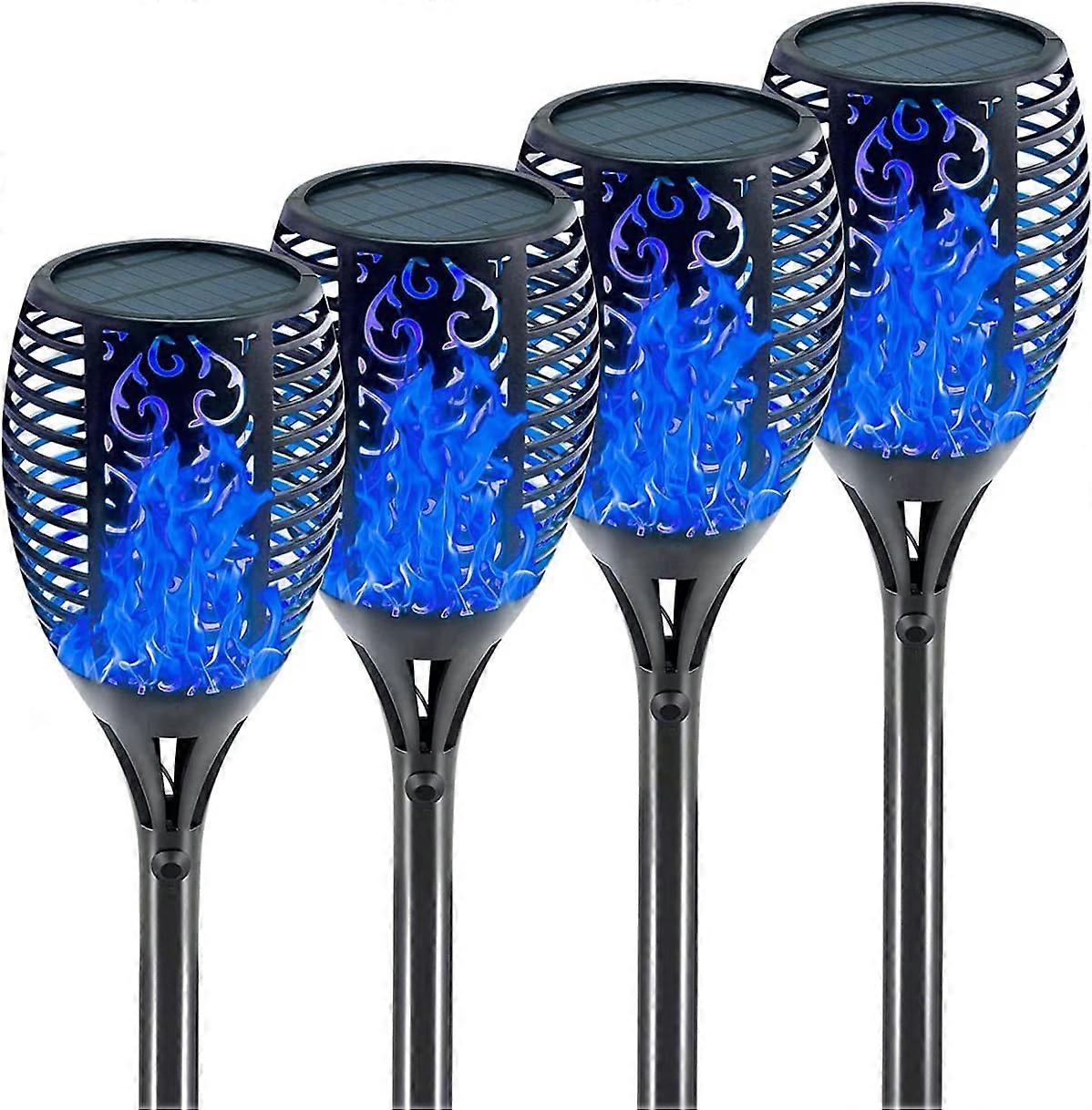 Set of 4 waterproof 7-color-changing LED solar lights for courtyard garden lawn path decoration (blue)