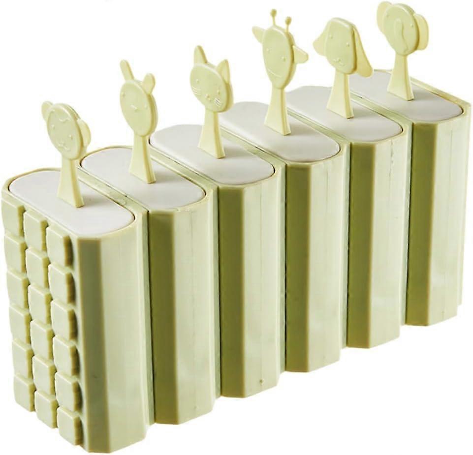 6 Cell Ice Lolly Moulds,Healthy Refreshing Fruit Treat Maker with Sticks,Removable Duilding Blocks DIY Ideas Ice Pop Moulds