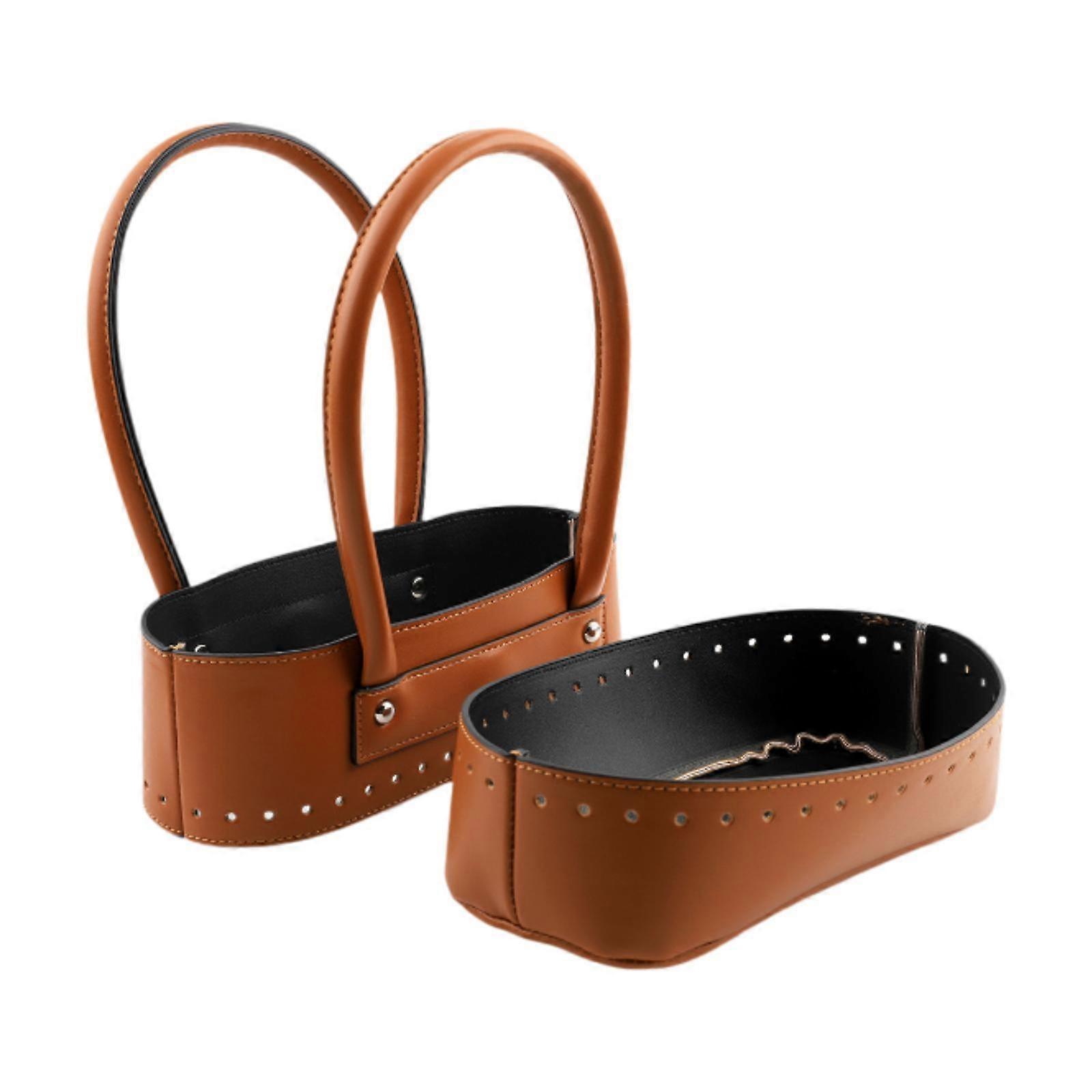2 Pieces Handbag Making Kit Bag Bottom and Handle for Weaving Tote Repairing Brown