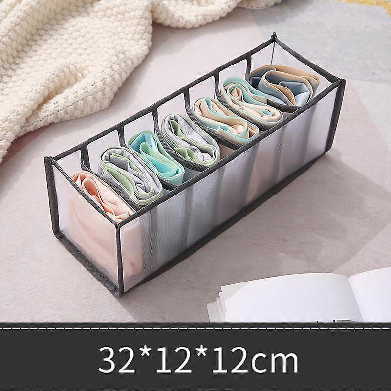 Household Solid Color Storage Box Folding Socks Bra Underwear Storage Bag Multiple Grids