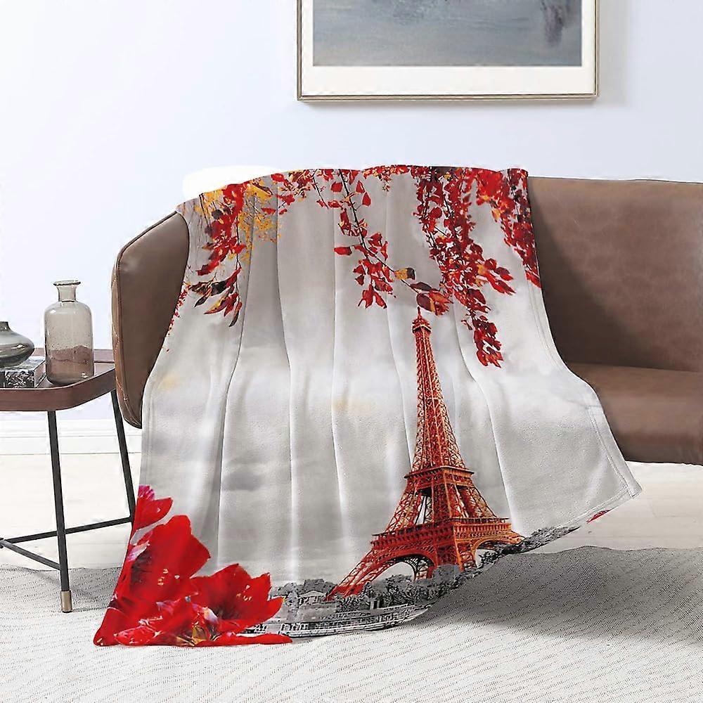 Cobertores de flanela, Torre Eiffel Vermelha Design Deco, Mantas para Sofá Manta Fofa Cama Cobertor f Quarto, Sofá, Acessórios de Quarto 59x79 in