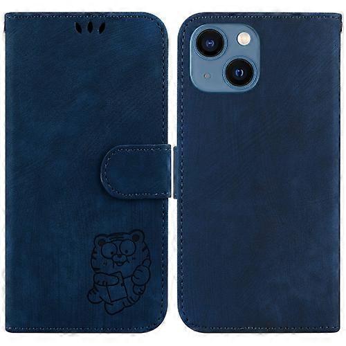 For iPhone 15 Little Tiger Embossed Leather Mobile Phone Case