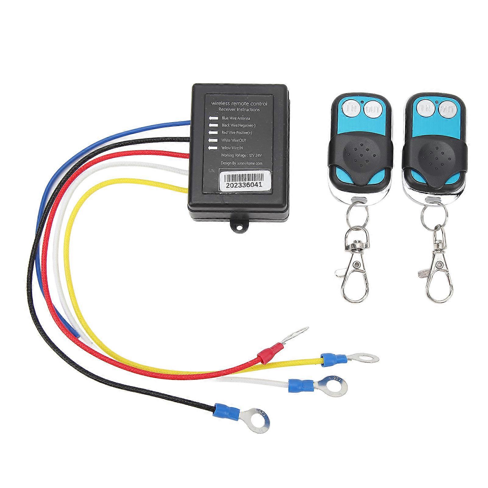 Wireless Winch Remote Control Kit 434MHz DC12V 24V 50ft Range Universal Fit for Truck ATV SUV