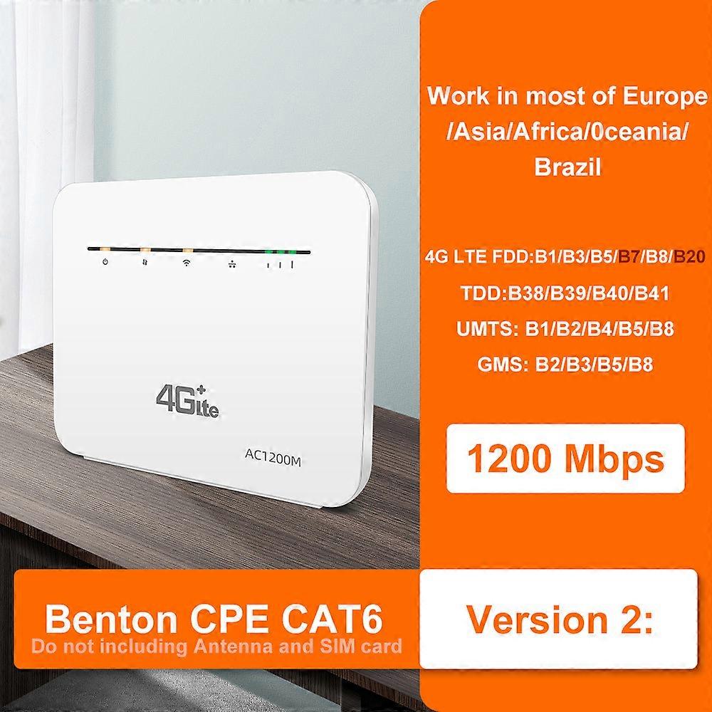 Unlock CPE Cat 6 Wireless Wifi Repeater Router AC1200 5G Modem 4G+ 1200Mmbps Gigabit Lan Gain Antennas Port SIM card