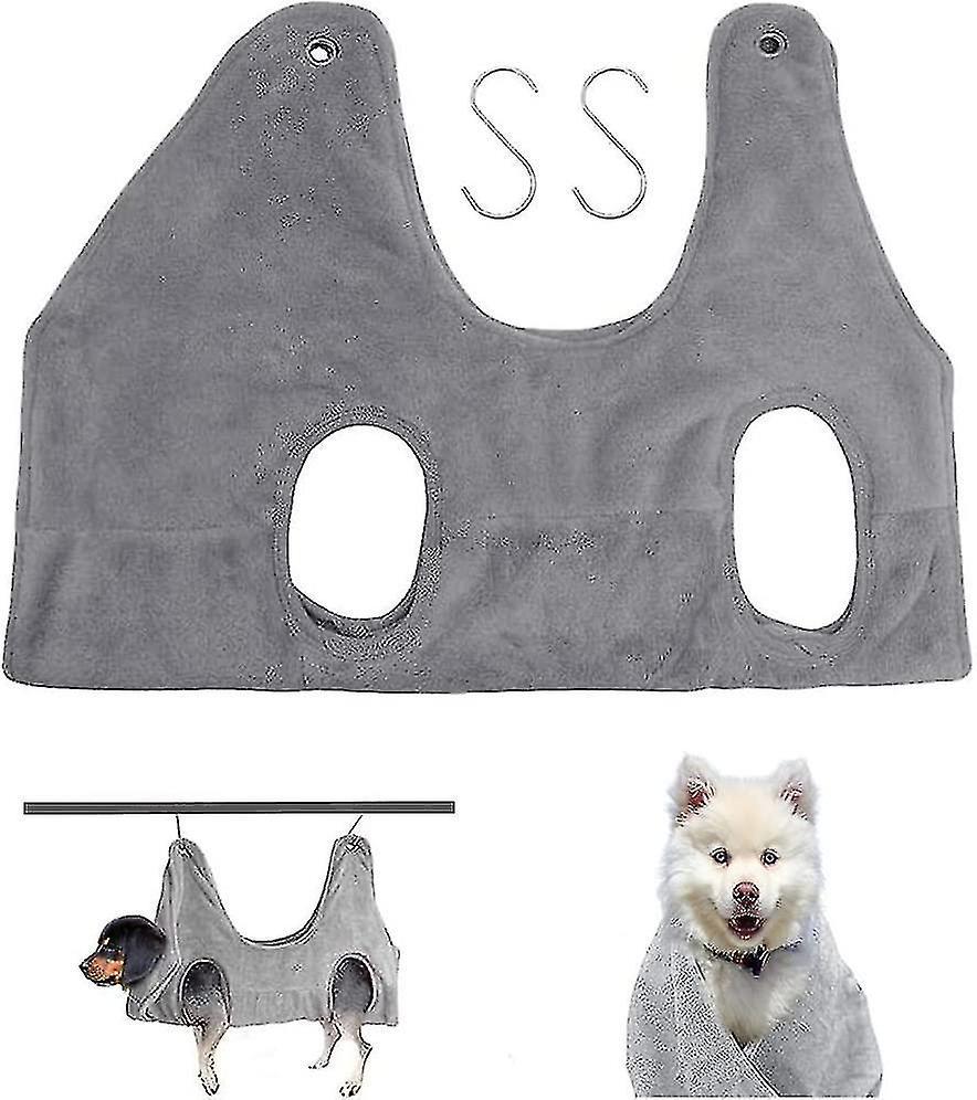 Dog Hammock Helper Pet Grooming Hammock Dog Grooming Hammock Restraint Bags For Bathing Washing Grooming And Trimming Nail Grey L