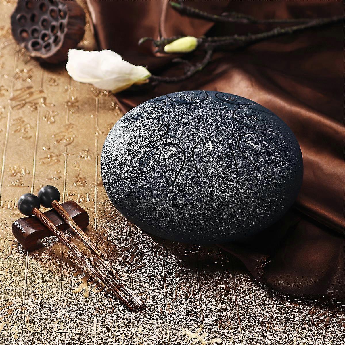 Steel Tongue Drum Handpan Gtune 6" 8 Notes Hand Tankdrum + Bag Mallets Dark