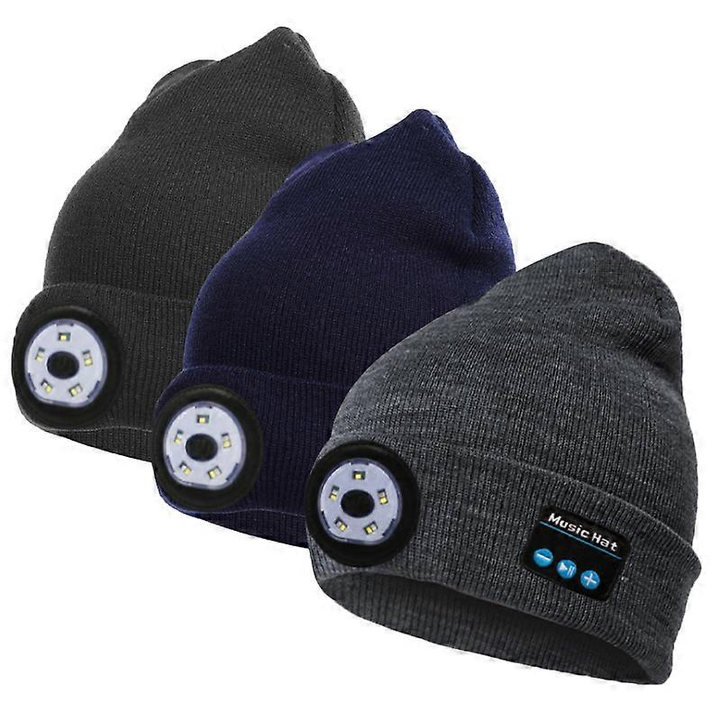 Upgraded Bluetooth Beanie Hat LED Beanie Hat Bluetooth 5.0 Wireless Headphones Music Knit Hats with Stereo Speaker