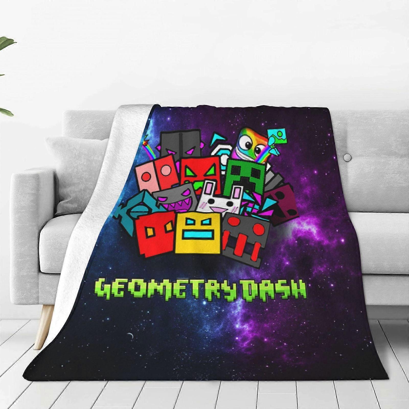 Geometry Dash Flannel Blanket 3d Printing Anime Throw Blanket Unisex Super Soft Plush Blanket For Bedding Sofa xp