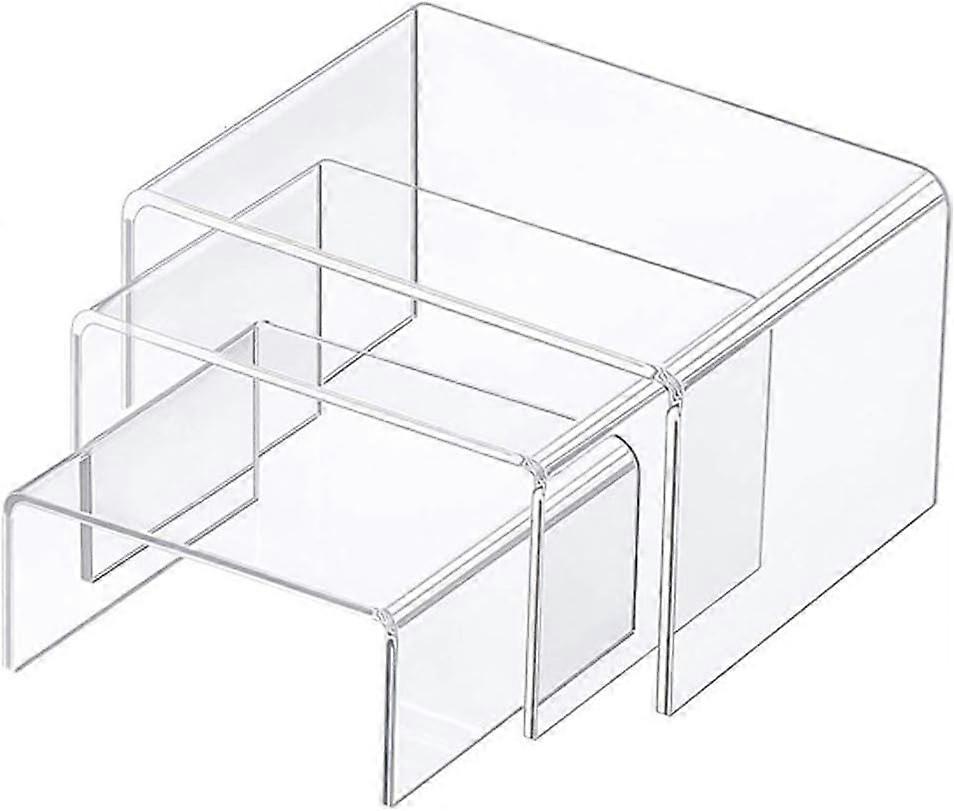 Square Acrylic Clear 3 Size Riser Display Stands Showcase Set to Set up Jewerly