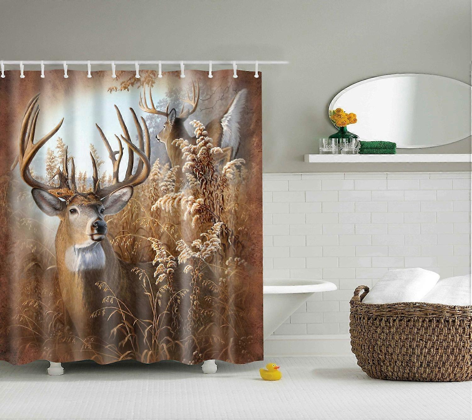 1pc Deer Shower Curtain Bathroom Decor Waterproof