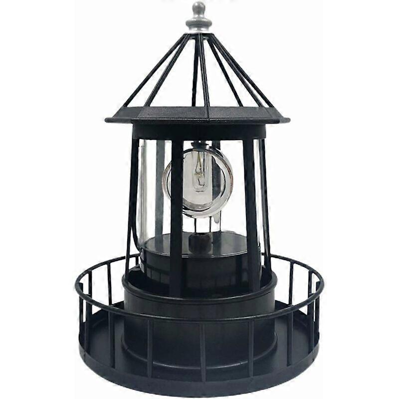 LED Solar Powered Lighthouse, 360 Degree Rotating Lighthouse Land