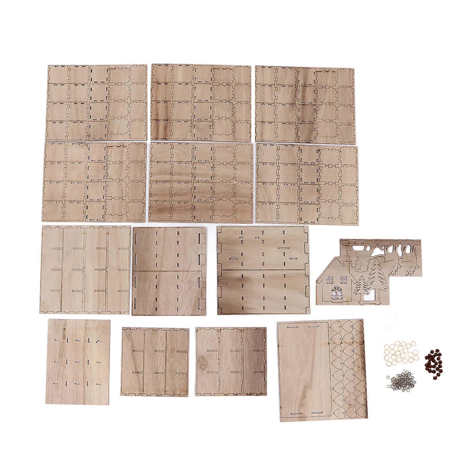 Christmas Calendar Storage Box Lattice Design Exquisite Appearance Easy to Use Beautiful Practical DIY Wooden Box