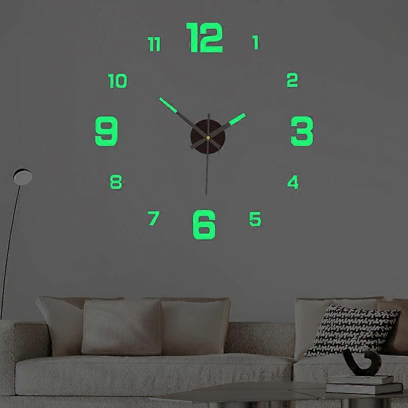 Luminous 3D Frameless Wall Clock Stickers DIY Wall Decoration