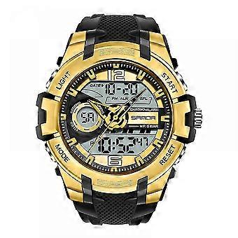 Men's Digital Outdoor Sports Watch - Large Face Dial, 50m Waterproof Electronic Multi-function Wristwatch For Men, Tactics Led Alarm Stopwatch (gold)